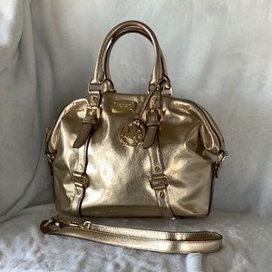 Michael Kors Metallic Gold Leather Satchel Handbag
